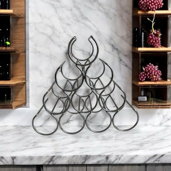 Crate & Barrel Arc Metal Wine Rack Tabletop 10Bottle Holder Free Standing Silver - Picture 1 of 5